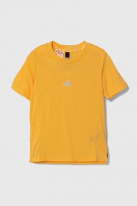 adidas tricou copii culoarea galben, cu imprimeu