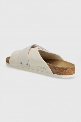 Birkenstock papuci din piele Kyoto barbati, culoarea alb, 1024535