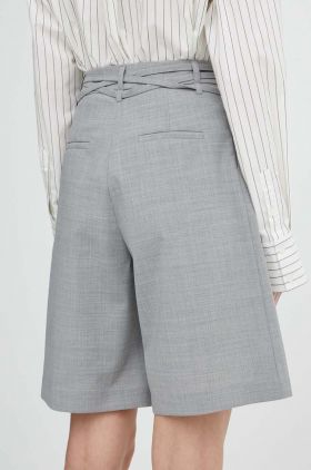 Alohas pantaloni scurti din lana culoarea gri, neted, high waist