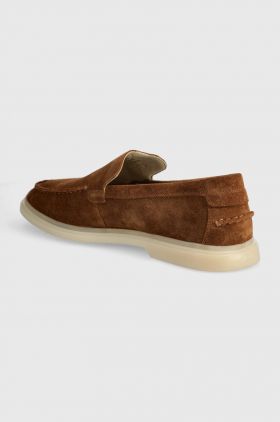 Gant mocasini din piele intoarsa Boery barbati, culoarea maro, 28673573.G771