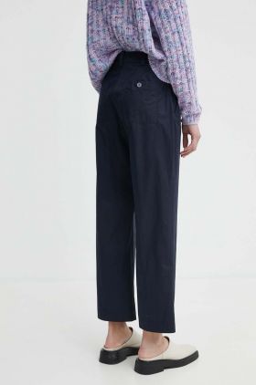 PS Paul Smith pantaloni femei, culoarea albastru marin, drept, high waist, W2R.319T.M30368