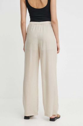 Emporio Armani pantaloni femei, culoarea bej, drept, high waist, 3D2P93 1NKGZ