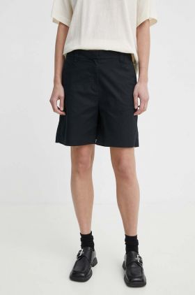 Marc O'Polo pantaloni scurti femei, culoarea negru, neted, high waist, 403024715005