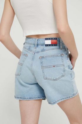 Tommy Jeans pantaloni scurți femei, uni, high waist, DW0DW17645