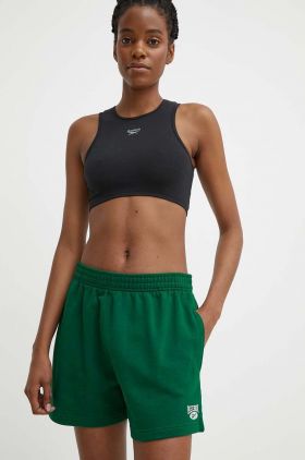 Reebok Classic pantaloni scurti din bumbac Archive Essentials culoarea verde, neted, high waist, 100076254