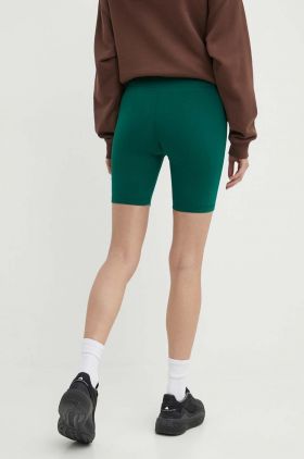 Reebok pantaloni scurti Identity femei, culoarea verde, neted, high waist, 100076030