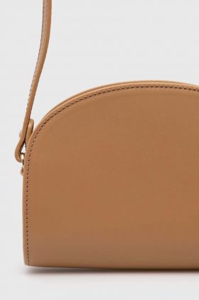 A.P.C. poseta de piele sac demi-lune mini culoarea bej, PXAWV-F61392