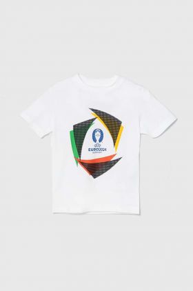 adidas Performance tricou de bumbac pentru copii UEFA Euro 2024 culoarea alb, cu imprimeu