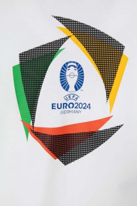 adidas Performance tricou de bumbac pentru copii UEFA Euro 2024 culoarea alb, cu imprimeu