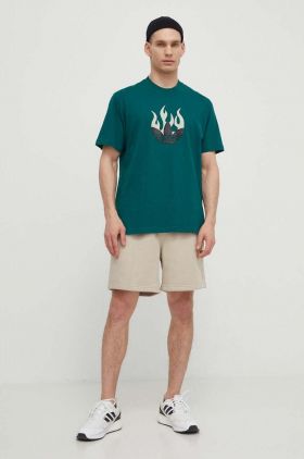 adidas Originals tricou din bumbac barbati, culoarea verde, cu imprimeu, IS0177