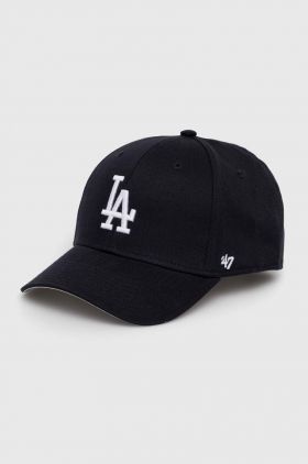 47brand șapcă din bumbac pentru copii MLB Los Angeles Dodgers Raised Basic culoarea albastru marin, cu imprimeu, BRAC12CTP