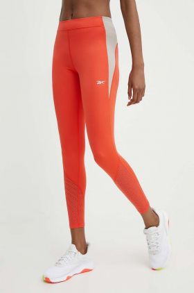 Reebok leggins de alergare Vector culoarea portocaliu, neted, 100076054