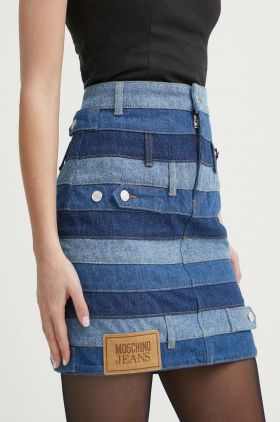 Moschino Jeans fusta jeans mini, drept