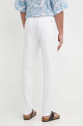 BOSS pantaloni bărbați, culoarea alb, mulată, 50505392