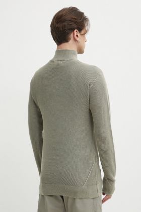 G-Star Raw pulover de bumbac culoarea verde, light, cu turtleneck