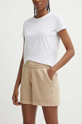 adidas Originals pantaloni scurti din bumbac culoarea bej, neted, high waist, IT4288