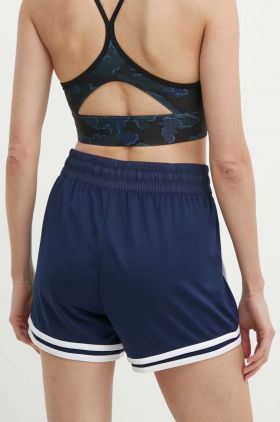 Reebok pantaloni scurți de antrenament Identity Training culoarea albastru marin, cu imprimeu, high waist, 100037712