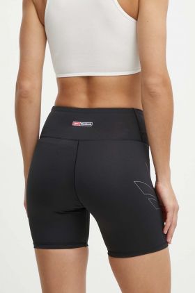 Reebok pantaloni scurți de antrenament Lux Bold culoarea negru, cu imprimeu, high waist, 100075384