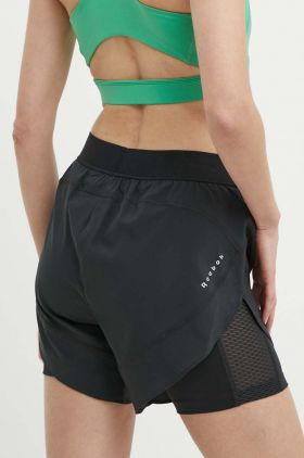 Reebok pantaloni scurți de alergare culoarea negru, neted, high waist, 100075412