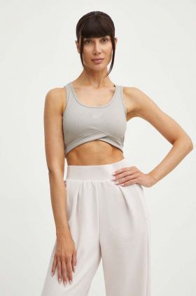 Reebok top de yoga Lux Studio Rib culoarea bej, 100076305