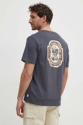 Pepe Jeans tricou din bumbac CORBAN barbati, culoarea gri, cu imprimeu, PM509386