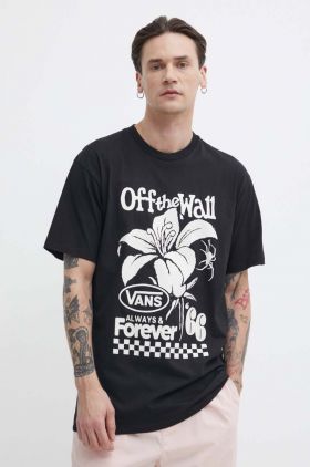 Vans tricou din bumbac barbati, culoarea negru, cu imprimeu