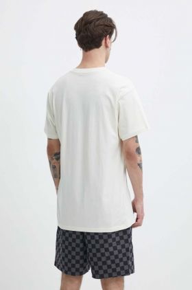 Vans tricou din bumbac barbati, culoarea bej, cu imprimeu