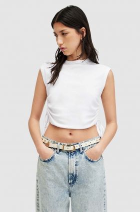 AllSaints bluza din bumbac SONNY TANK femei, culoarea alb, neted, W025JA