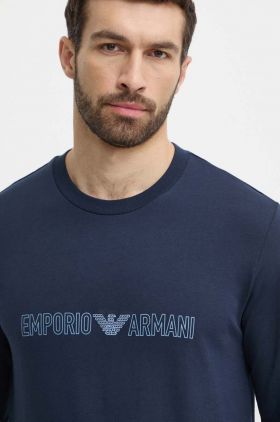 Emporio Armani Underwear hanorac lounge din bumbac culoarea albastru marin, cu imprimeu, 111785 4R566