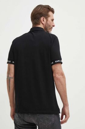 Karl Lagerfeld tricou polo bărbați, culoarea negru, cu imprimeu, 542221.745018