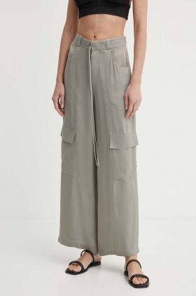 AERON pantaloni OPAL femei, culoarea gri, lat, high waist, AW24RSPA282475