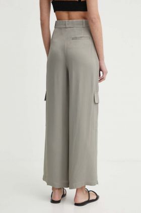 AERON pantaloni OPAL femei, culoarea gri, lat, high waist, AW24RSPA282475