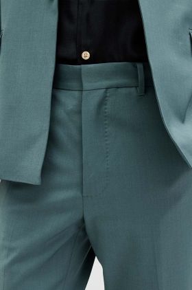 AllSaints pantaloni din lână MOAD TROUSER culoarea turcoaz, mulata, MM514Z