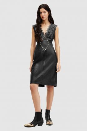 AllSaints rochie de piele SYLA LEA STUD DRESS culoarea negru, mini, mulata, WL536Z