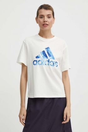 adidas tricou din bumbac femei, culoarea bej, IS4258