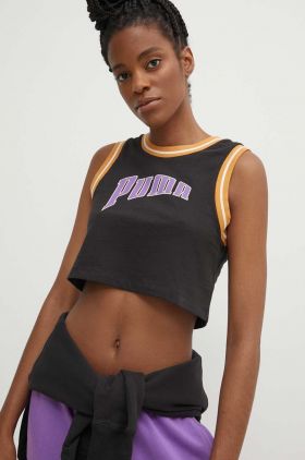 Puma top din bumbac Graphic culoarea negru, 625024