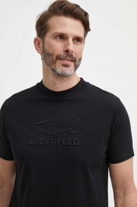 Karl Lagerfeld tricou din bumbac bărbați, culoarea negru, cu imprimeu, 542225.755030