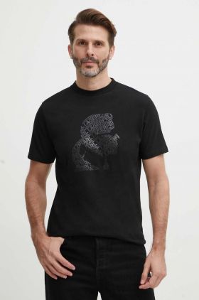 Karl Lagerfeld tricou din bumbac bărbați, culoarea negru, cu imprimeu, 542224.755082