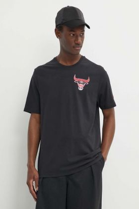 New Era tricou din bumbac barbati, culoarea negru, cu imprimeu, CHICAGO BULLS