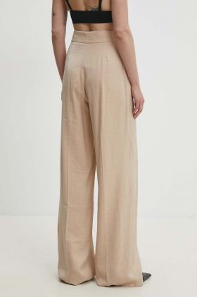 Answear Lab pantaloni femei, culoarea bej, lat, high waist