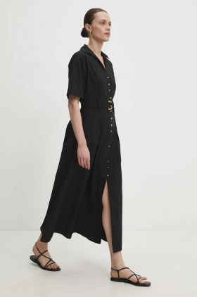 Answear Lab rochie din bumbac culoarea negru, midi, evazati