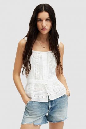 AllSaints bluza CATALINA TOP femei, culoarea alb, cu imprimeu, WM650Z