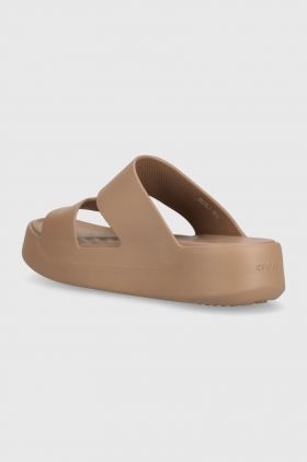 Crocs papuci Gataway Platform H - Strap femei, culoarea maro, cu platforma, 209409