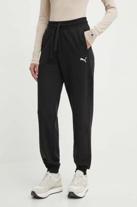 Puma pantaloni de trening din bumbac HER culoarea negru, uni, 677889