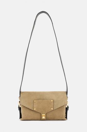 AllSaints geanta de mana din piele intoarsa MIRO SATCHEL culoarea bej, W071XA