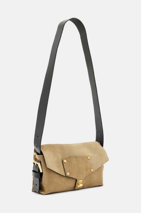 AllSaints geanta de mana din piele intoarsa MIRO SATCHEL culoarea bej, W071XA