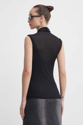 Abercrombie & Fitch top femei, culoarea negru, cu turtleneck