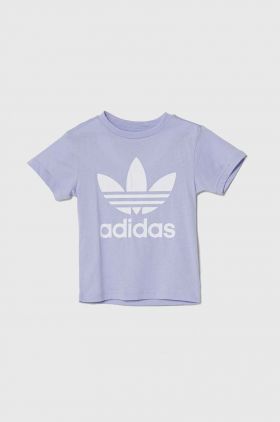 adidas Originals tricou de bumbac pentru copii culoarea violet