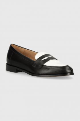 Answear Lab mocasini de piele femei, culoarea alb, cu toc plat