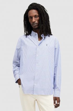 AllSaints camasa din bumbac HILLVIEW LS SHIRT barbati, relaxed, MS513Z